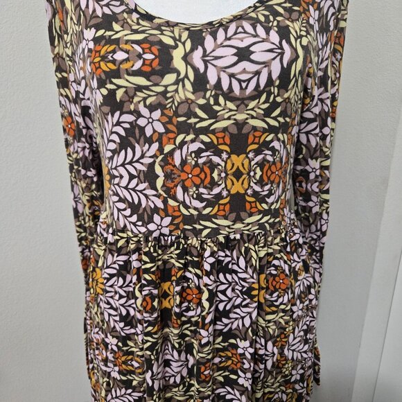 Earthbound Trading Co Fit Flare Long Sleeve Knit Flower Vine Dress - XL - Boho - Picture 5 of 10